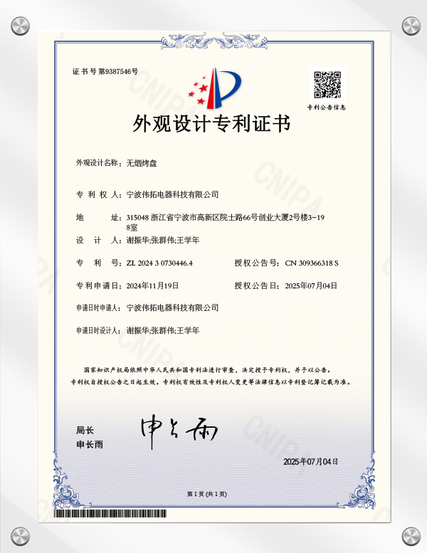 Uiterlijk Ontwerp Patentcertificaat